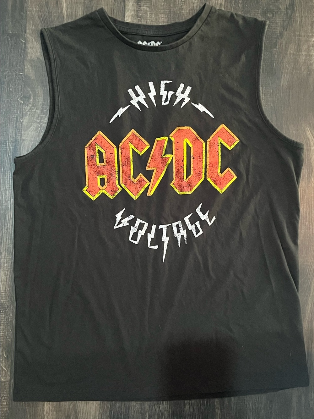 AC/DC High Voltage Black graphic Muscle tank tee